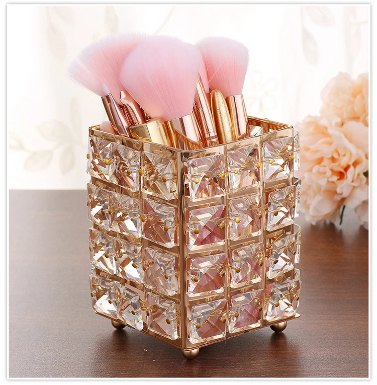 Brush Holder Test Tube Eyebrow Pencil Organizer Bead Crystal  Jar Jewelry Diamond Cosmetic  .