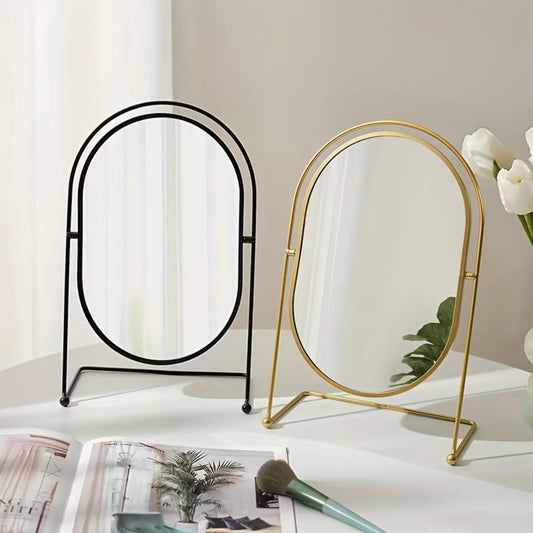 Stylish Mirror Desktop Makeup Mirror Rotatable Simple Beauty Mirror Cosmetic Mirror Bedroom Decoration , nice design for dressing tables .