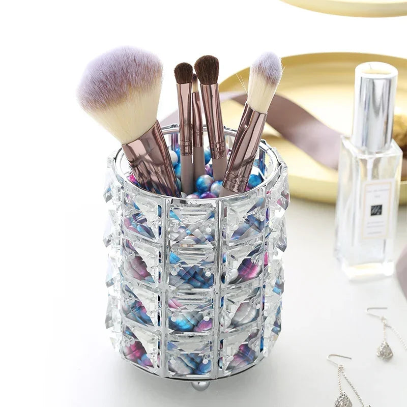 Brush Holder Test Tube Eyebrow Pencil Organizer Bead Crystal  Jar Jewelry Diamond Cosmetic  .