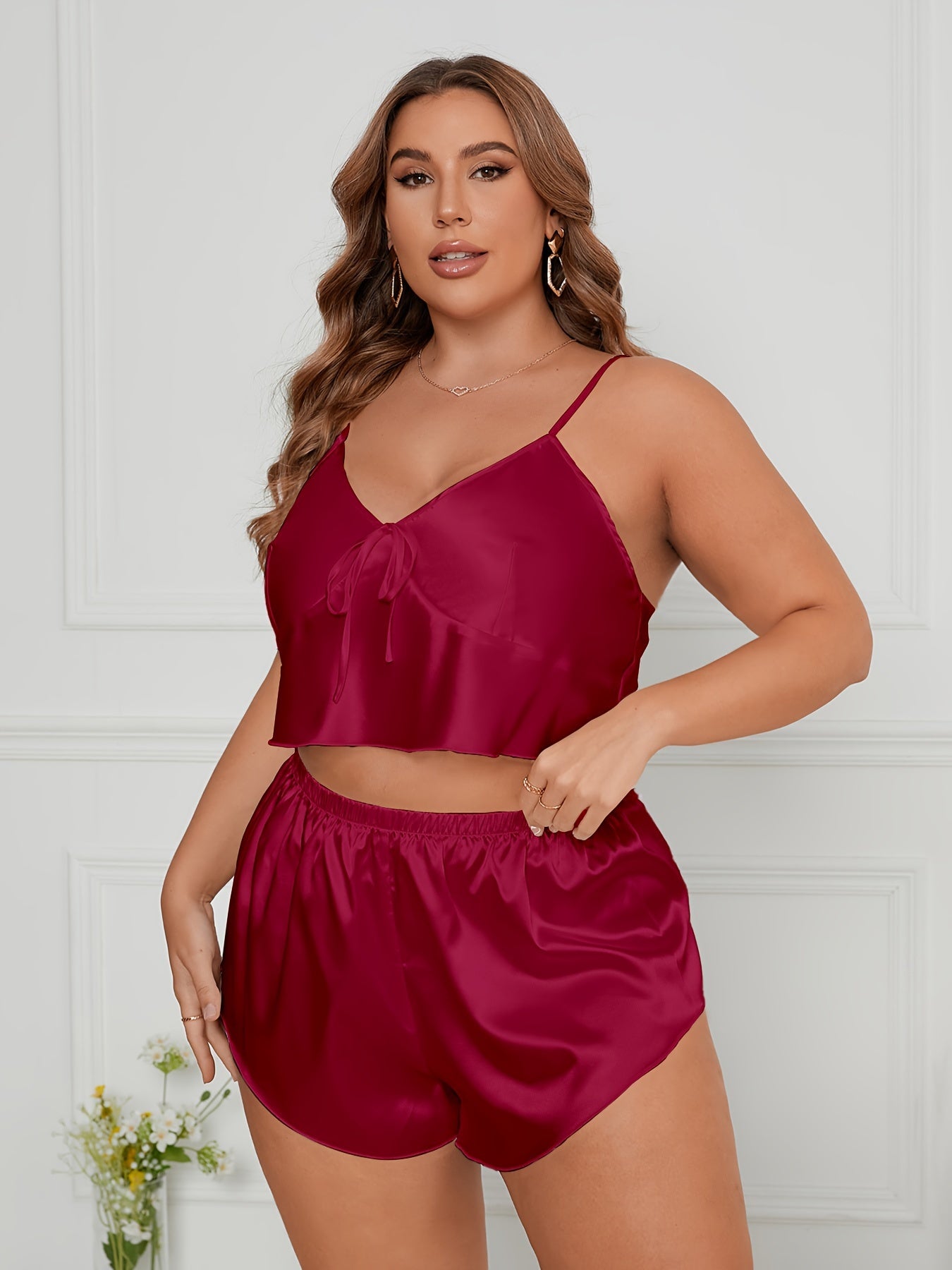 Unique Plus Size Pajama Set , Slight Stretch Fabric, Woven, all seasons , comfort